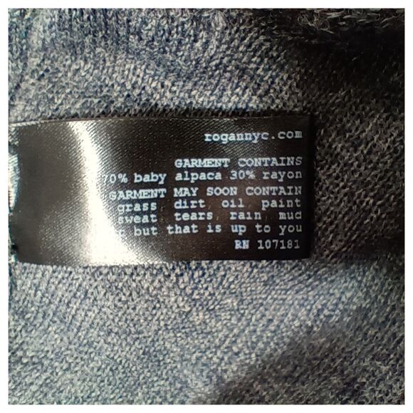 Rogan Baby Alpaca Wool Cardigan Sweater Large Peru Shawl Collar Grey - Picture 5 of 5